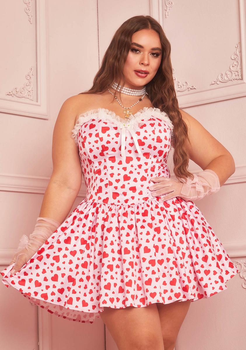 Plus Size Sugar Thrillz Heart Print Corset Dress