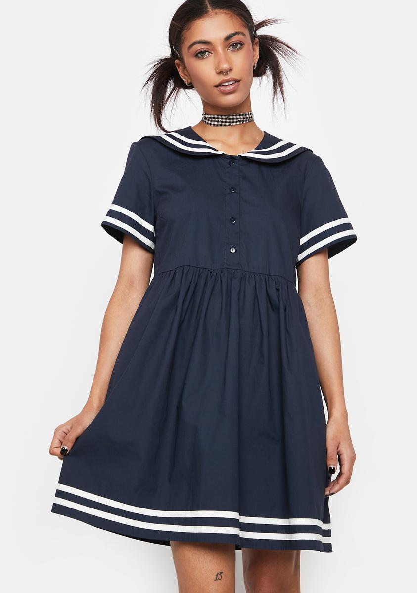 Black Friday Sailor Babydoll Dress - Blue Black Friday Sailor Babydoll Dress - Blue
