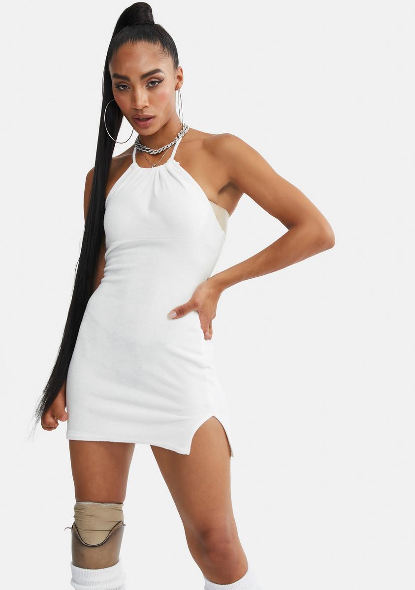 terry cloth halter dress Terrycloth Halter Neck Mini Dress