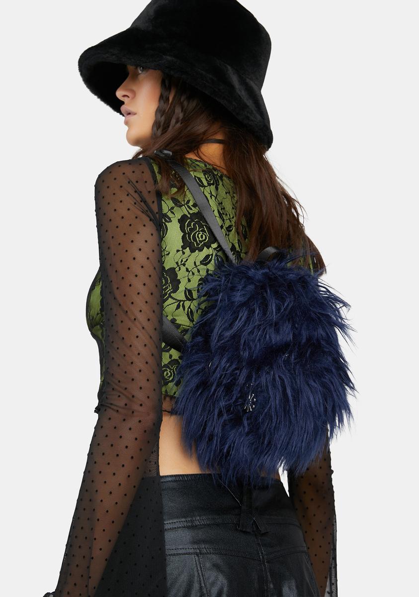 furry mini backpack dELiA*s by Dolls Kill Faux Fur Shaggy Mini Backpack