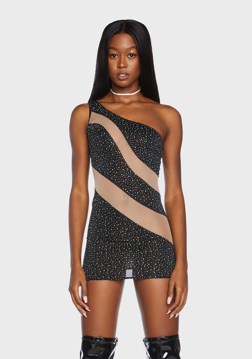 mini dress with mesh panel Sheer Panelled Long Sleeve Mini Dress in Black - 14 / Regular