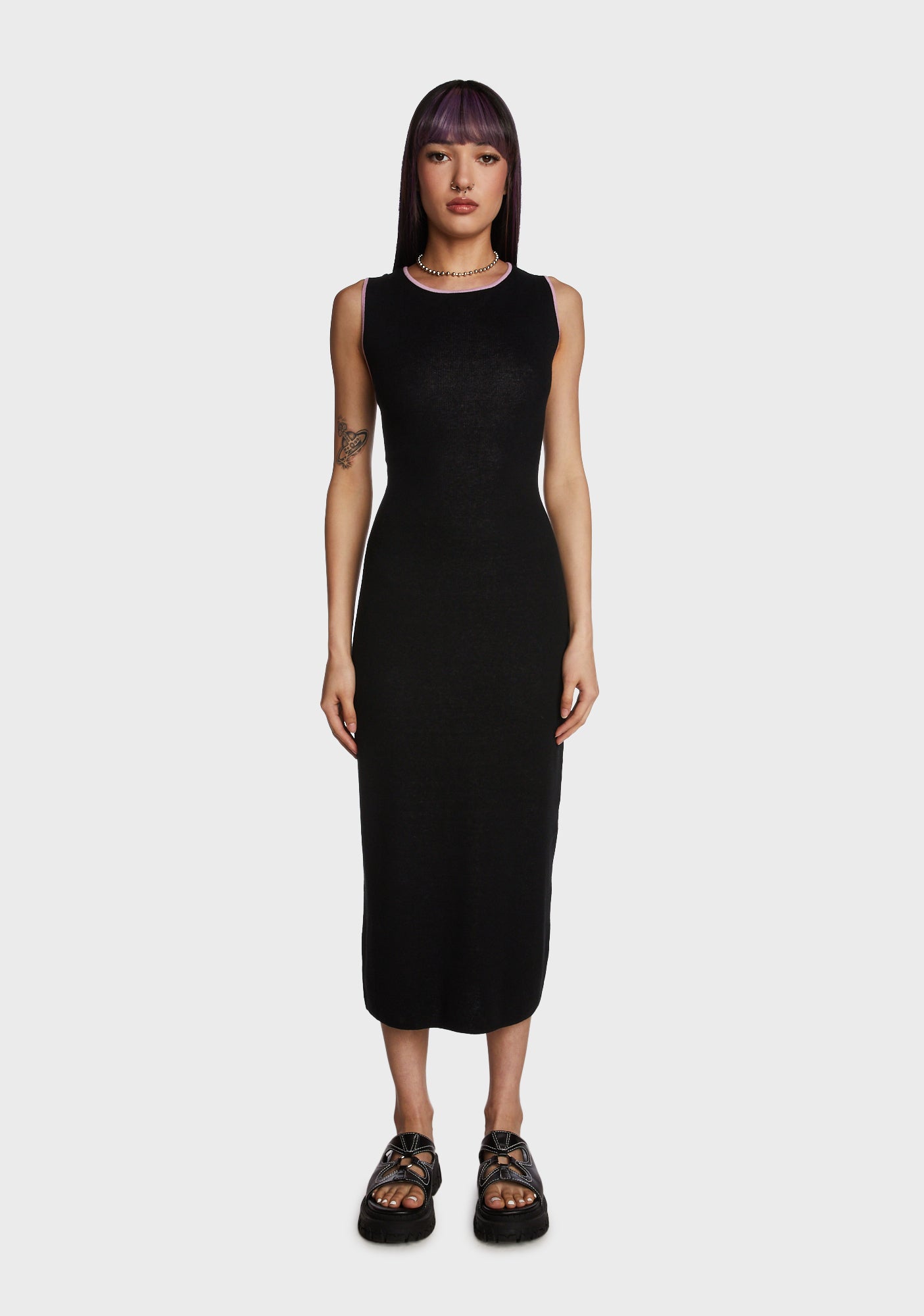 Another Girl Flower Cut Out Midi Dress