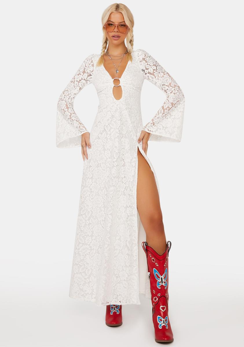 For Love & Lemons Lace Cutout Maxi Dress - White For Love & Lemons Lace Cutout Maxi Dress - White