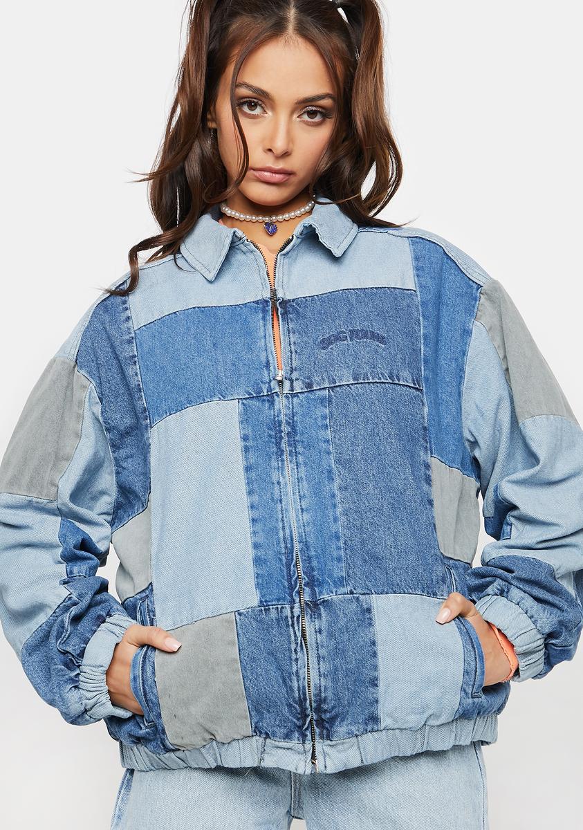 BDG Billy Patchwork Denim Jacket Blue – Dolls Kill