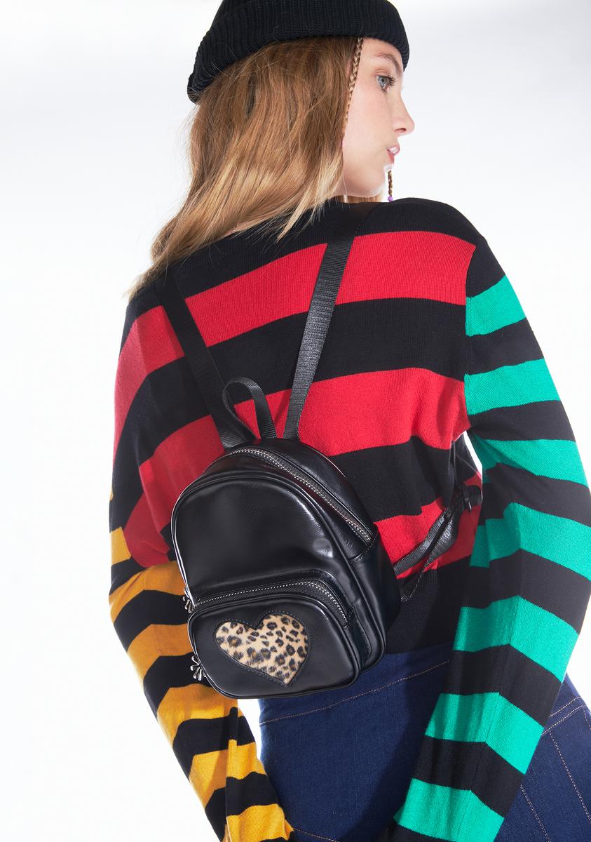 Delia's Leopard Heart Mini Backpack - Black Dolls Kill Delia's Leopard Heart Mini Backpack - Black Dolls Kill