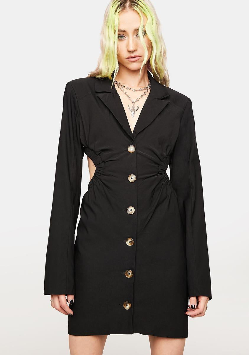 Blazer Dress With Cut Out Back - Black Dolls Kill Blazer Dress With Cut Out Back - Black Dolls Kill
