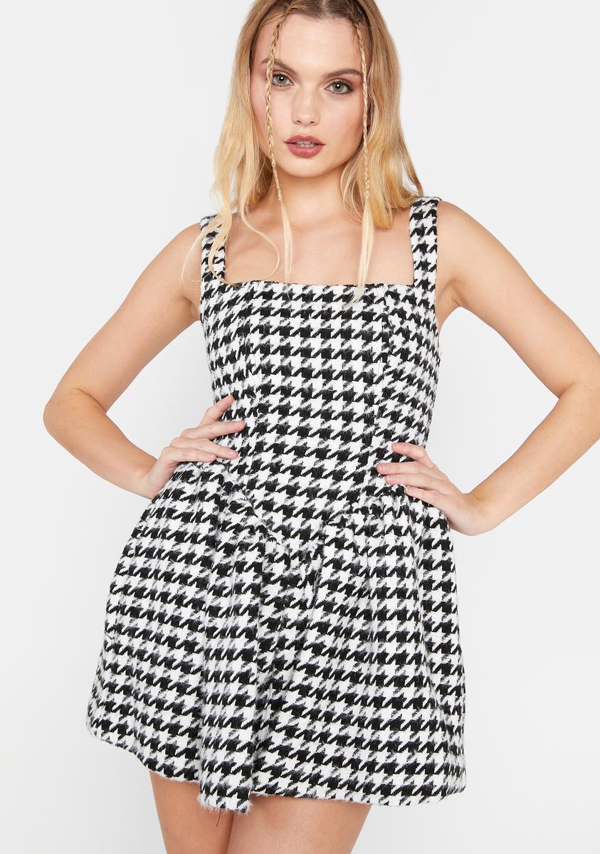 For Love & Lemons Houndstooth Jacquard Mini Dress - Black/White For Love & Lemons Houndstooth Jacquard Mini Dress - Black/White
