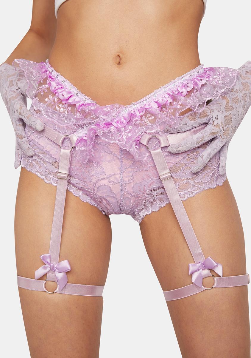 Lace And Ruffle Garter Belt - Pastel Purple Dolls Kill Lace And Ruffle Garter Belt - Pastel Purple Dolls Kill