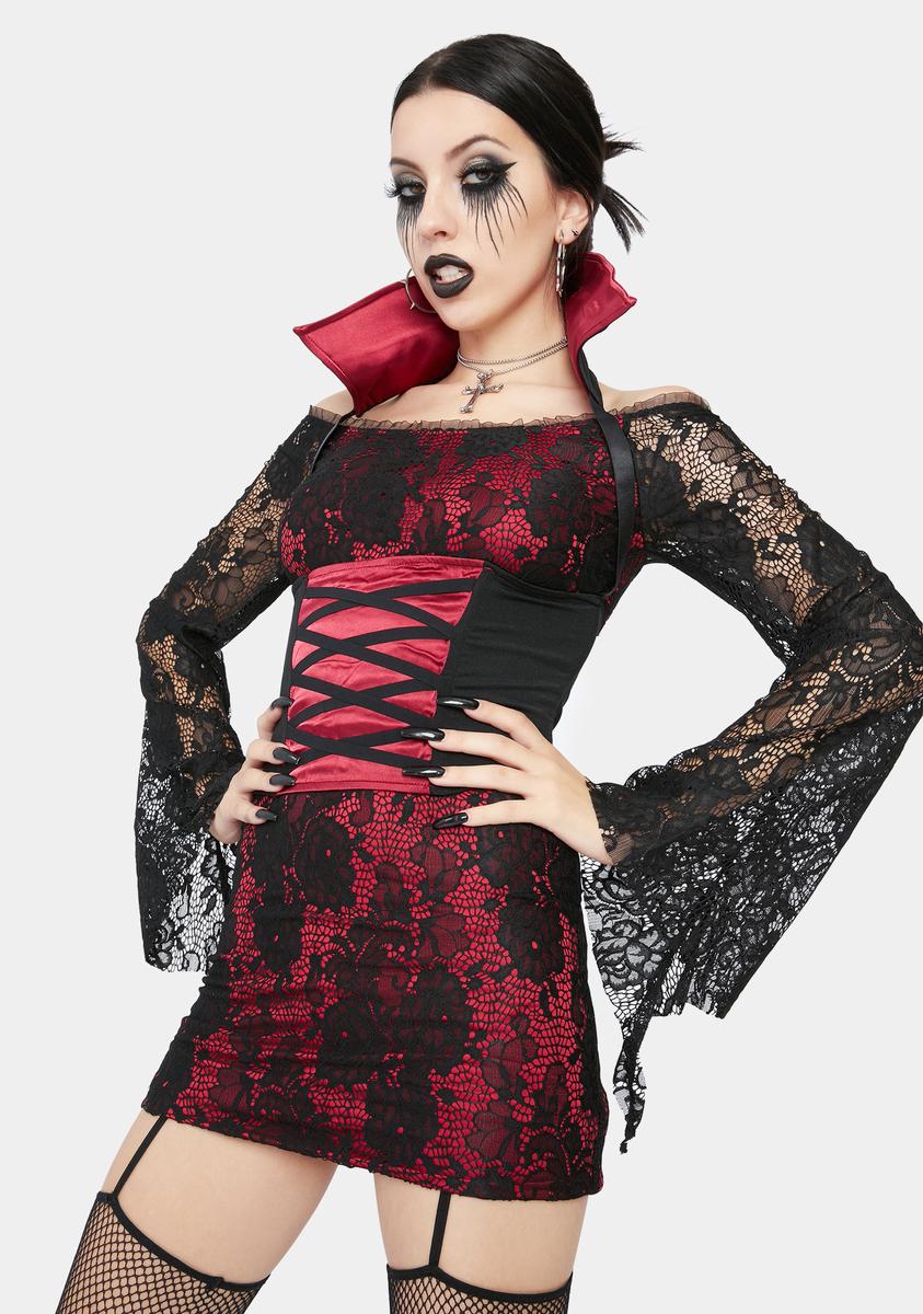 Halloween Sexy Gothic Vampire Costume - Black Red – Dolls Kill
