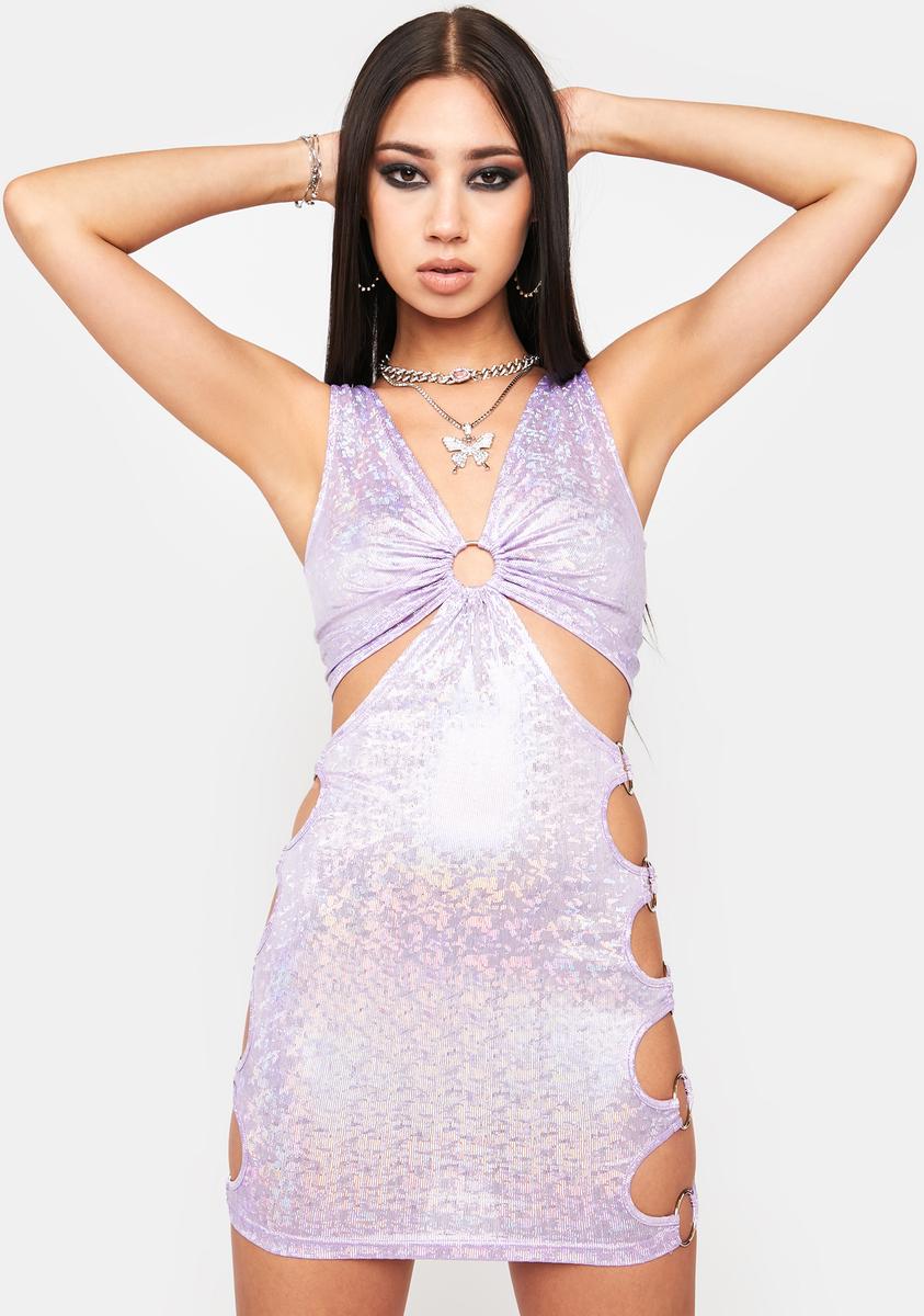 fitted lace wedding dress Holographic O-Ring Halter Mini Bodycon Dress