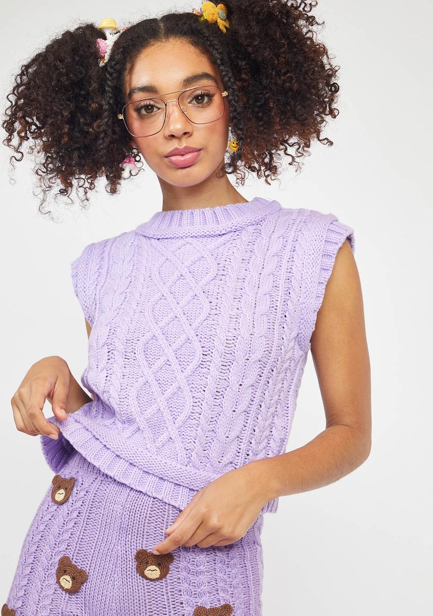 Purple Sweater Vest Trendy Cheap V-Neck Women's Knit Vest: Trendy