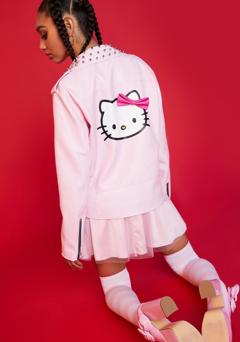 dolls kill hello kitty backpack Dolls Kill Hello Kitty Studded Vegan Leather Moto Jacket Graphic Kawaii Punk