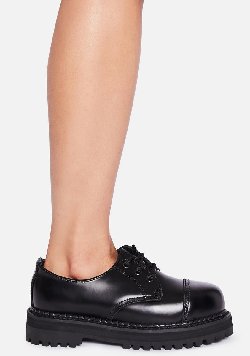Demonia Riot-03 Oxford Shoes - Vegan Leather Black – Dolls Kill display picture 3