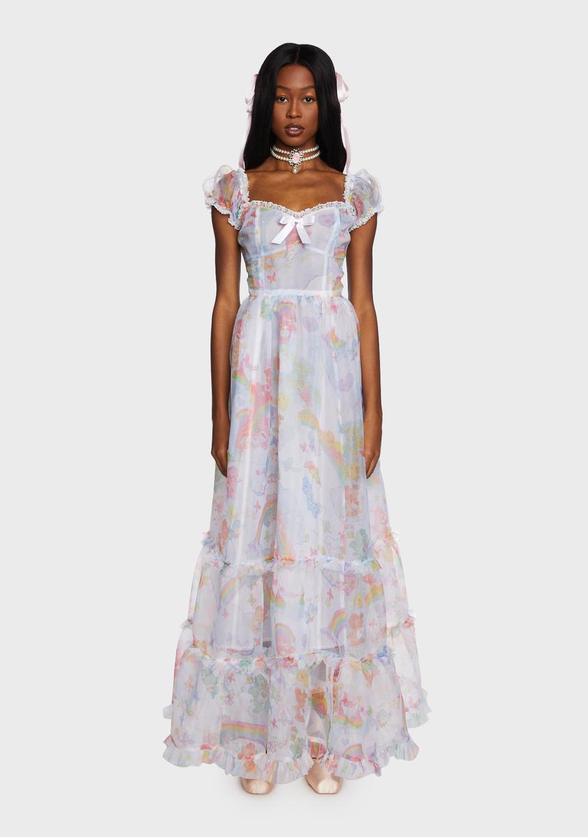 Dolls Kill x Care Bears Organza Printed Maxi Dress - Multi