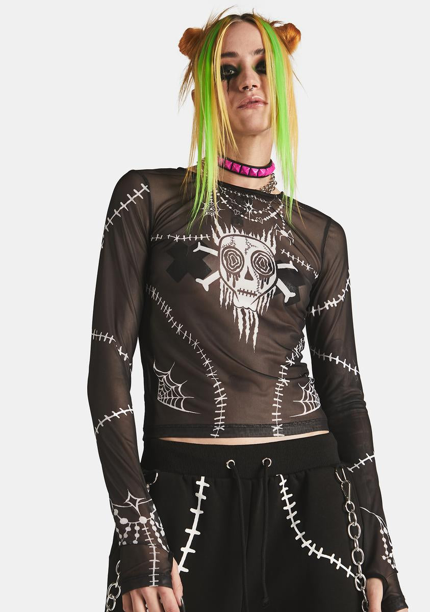 Delia's Oversized Zip Up Contrast Stitching Rhinestone Skull