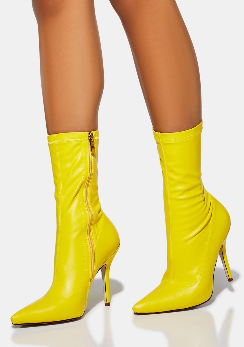 Azalea Wang Vegan Leather Pointed Toe Mid Calf Stiletto Heels