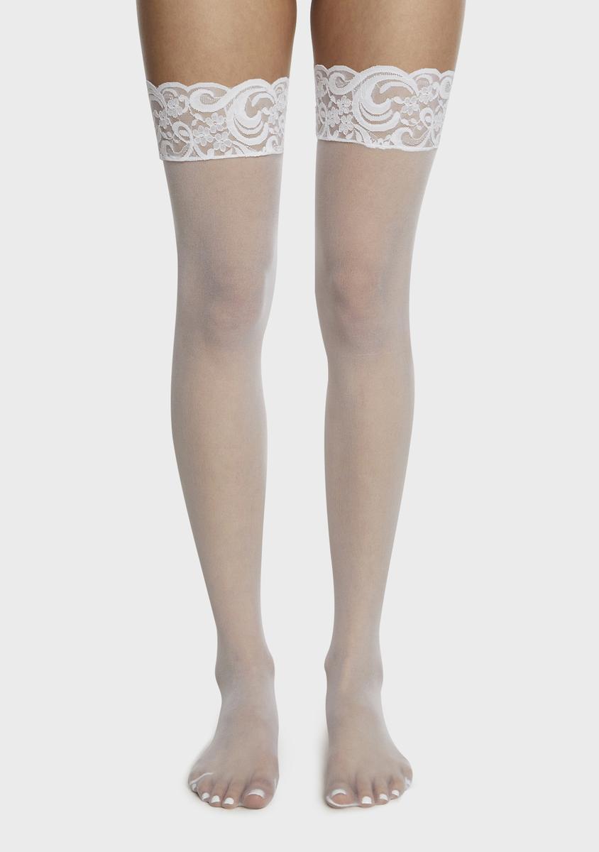 Obsessive Deep Lace White Stockings