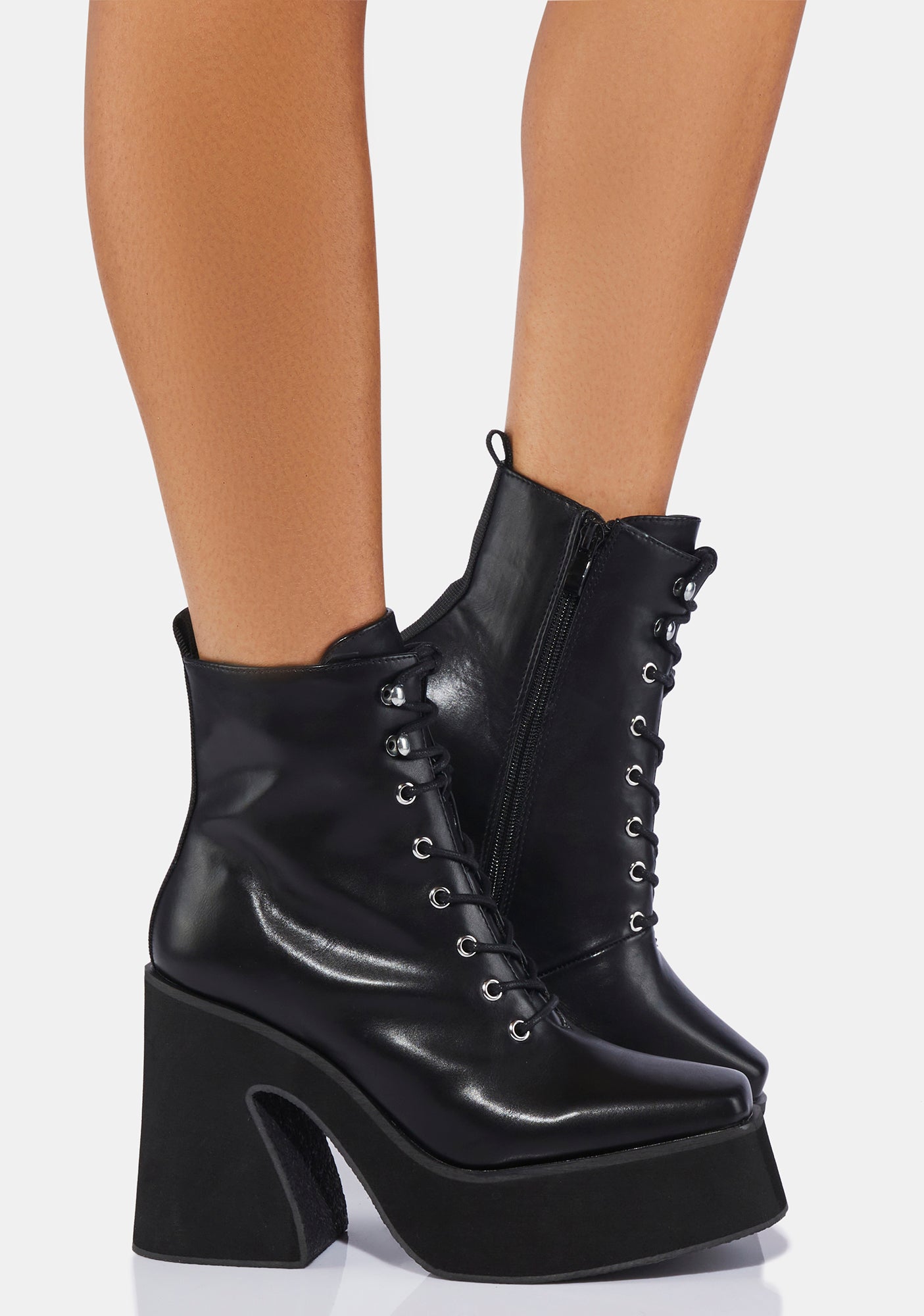 【EEUN】Lace up chunky walker Black Chunky Lace Up Ankle Boots | You & All