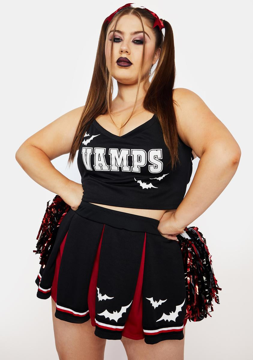 Plus Size Trickz N Treatz Sexy Vampire Cheerleader Costume - Black
