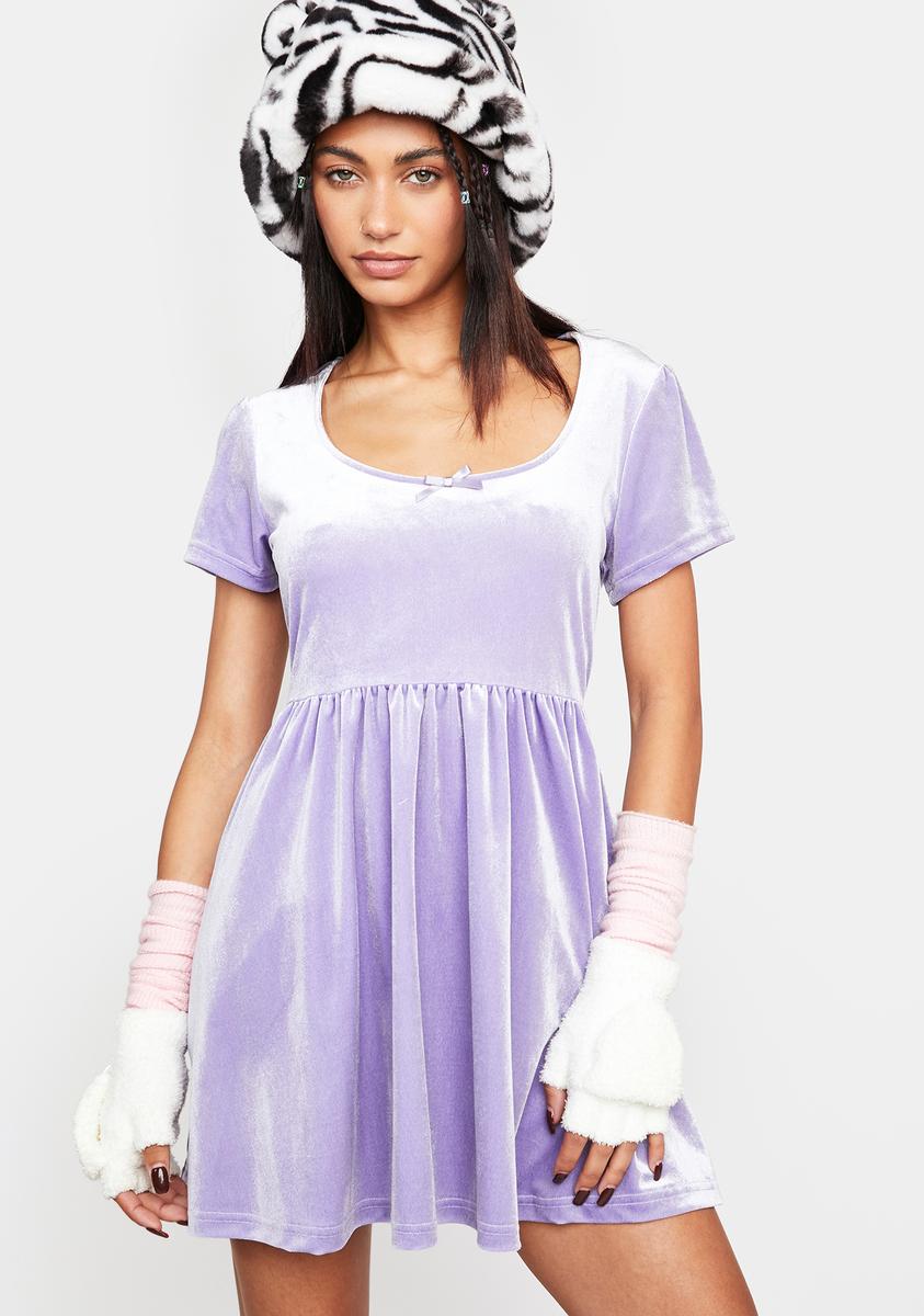 knee length dresses for ladies Lilac Textured Babydoll Mini Dress – Groovy Mimi