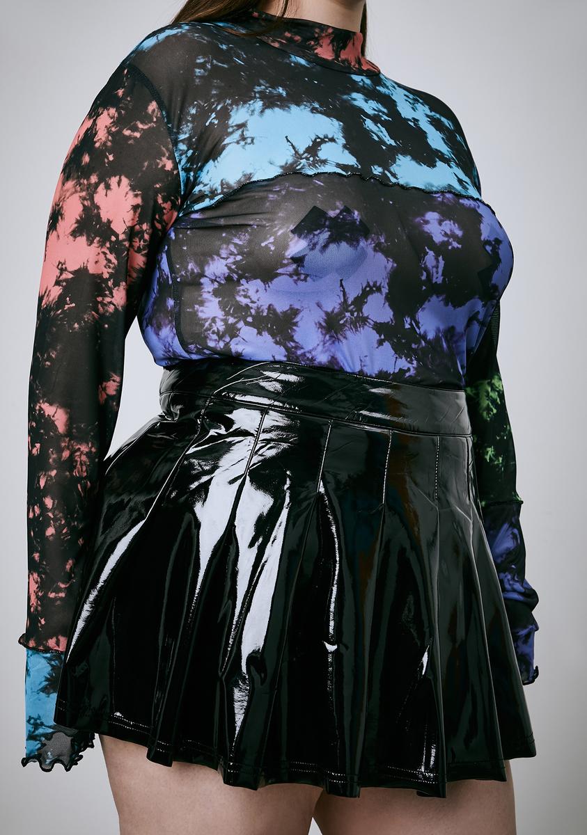 Current Mood Plus Size PVC Pleated Skirt Black Dolls Kill