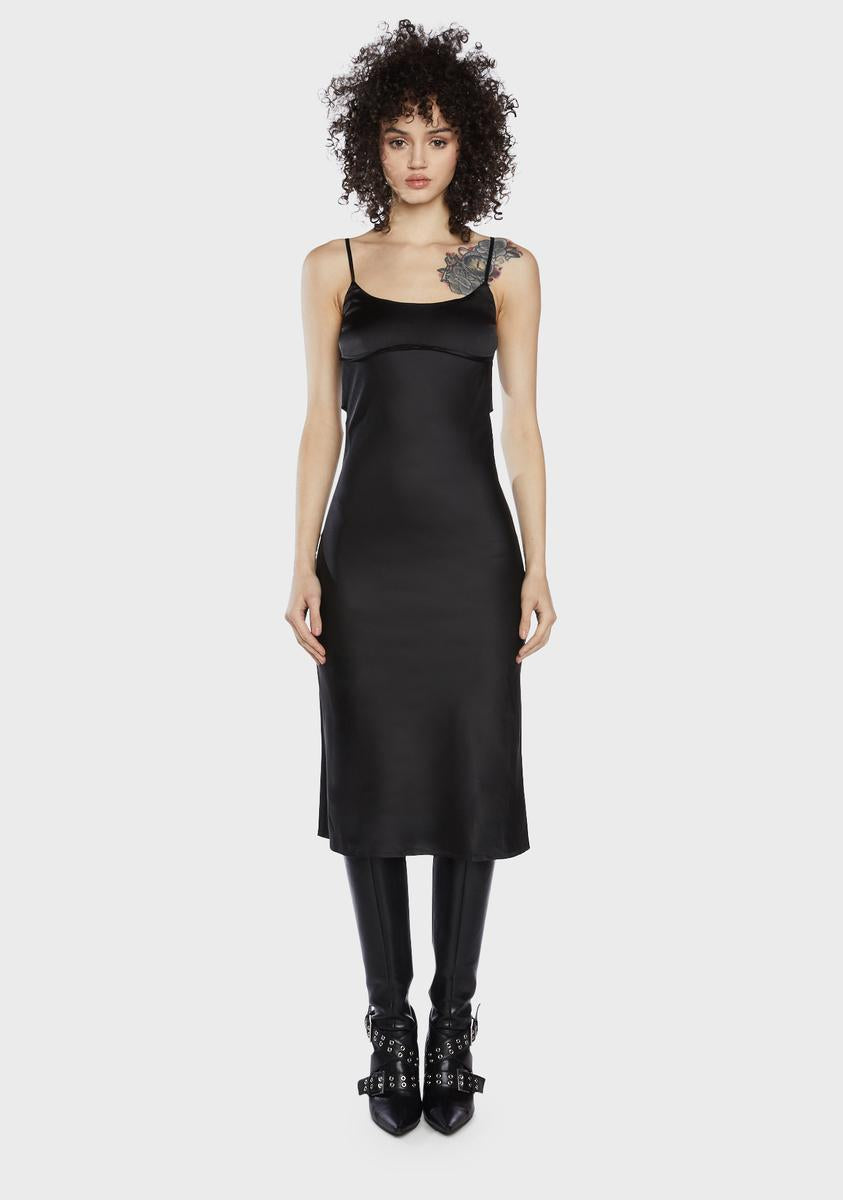 Satin Midi Bodycon Dress Black Dolls Kill