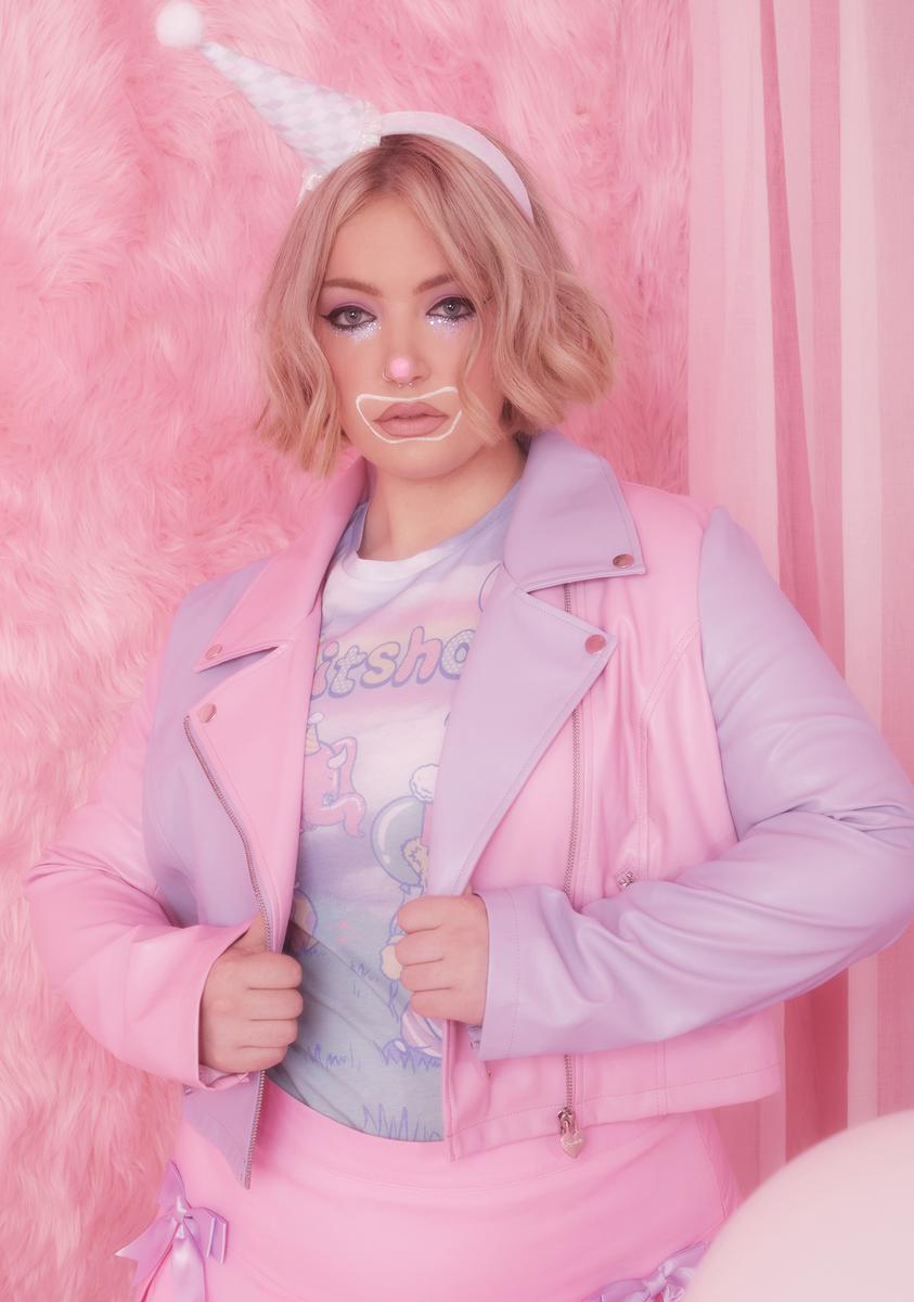 Plus Size Sugar Thrillz Pastel Colorblock Vegan Leather Moto Plus Size Sugar Thrillz Pastel Colorblock Vegan Leather Moto