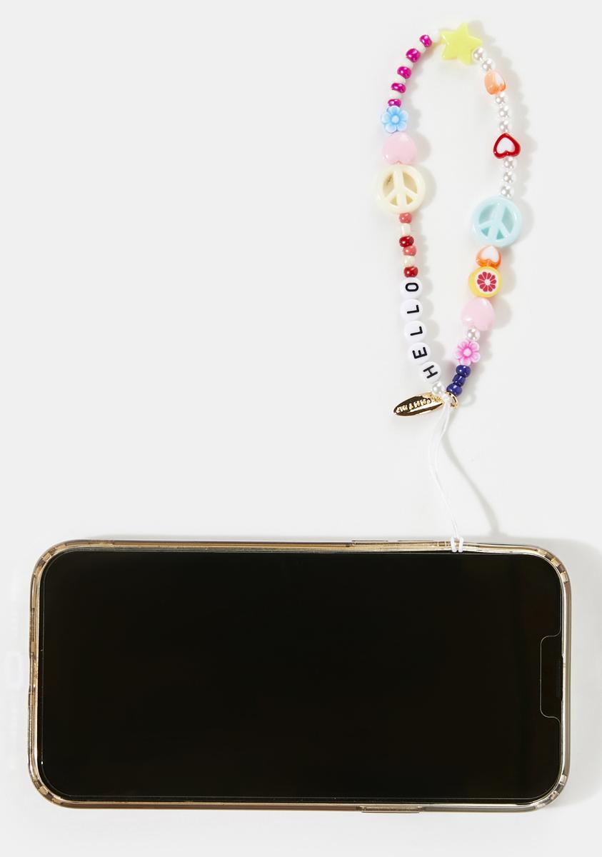 Skinnydip Peace Word Charm Bead Phone Strap - Multi