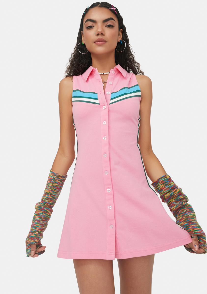 Delia's Striped Button Down Tennis Dress