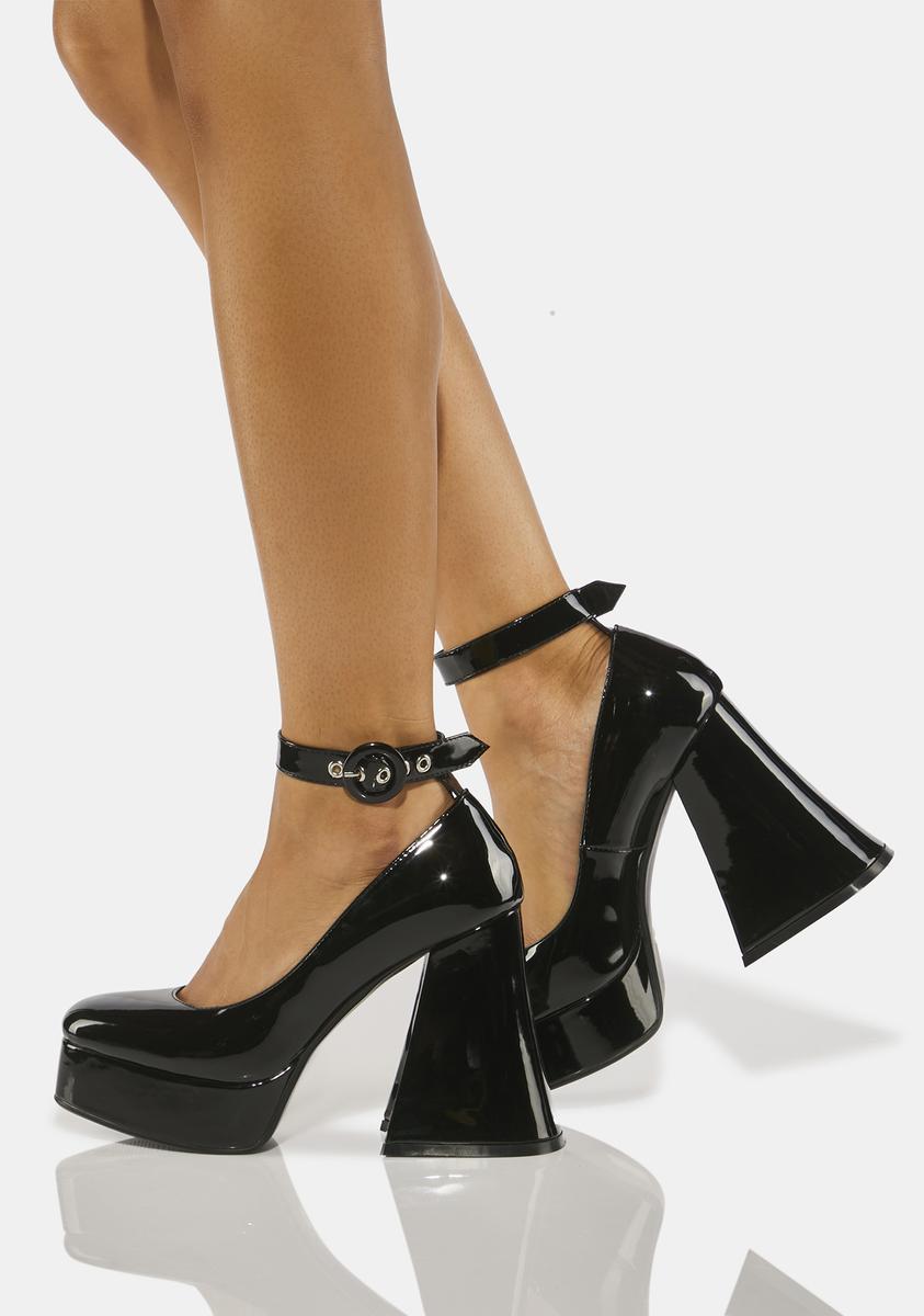Lamoda Patent Platform Heels Black