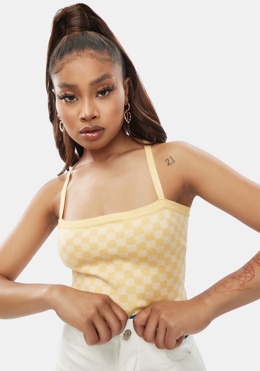Yellow checkered sales tube top