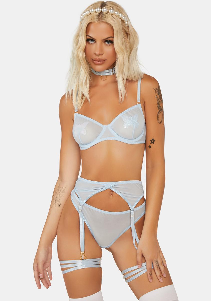 Sheer Bra Garter Belt Thong Set - Baby Blue Dolls Kill Sheer Bra Garter Belt Thong Set - Baby Blue Dolls Kill