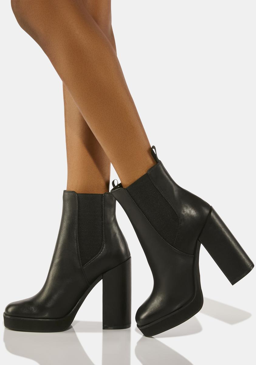 Steve Madden Heeled Chelsea Boots Black Leather – Dolls Kill