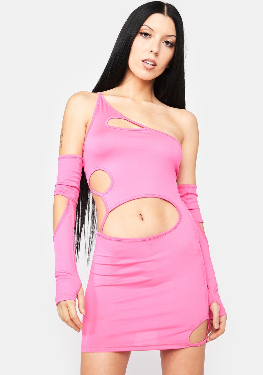 one sleeve cut out mini dress in pink MISSGUIDED One Shoulder Cut Out Bodycon Ruched Elegant Mini DressMISSGUIDED