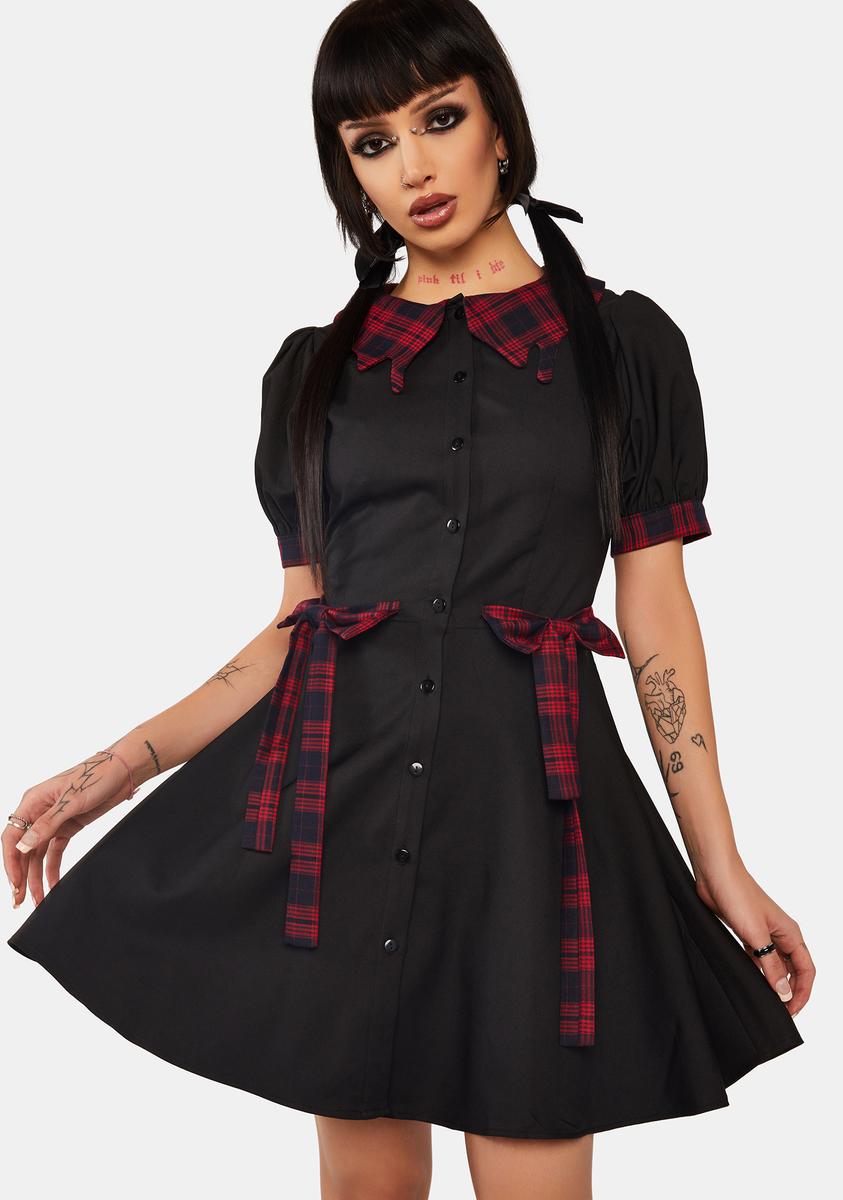 Dark in Love Plaid Lace-Up Tank Top Dress main image 0