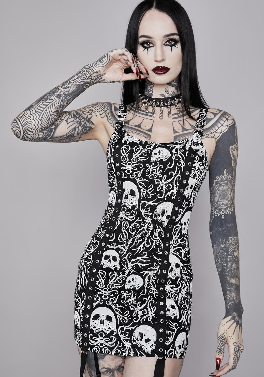 Widow Filigree Skull Print Mini Dress