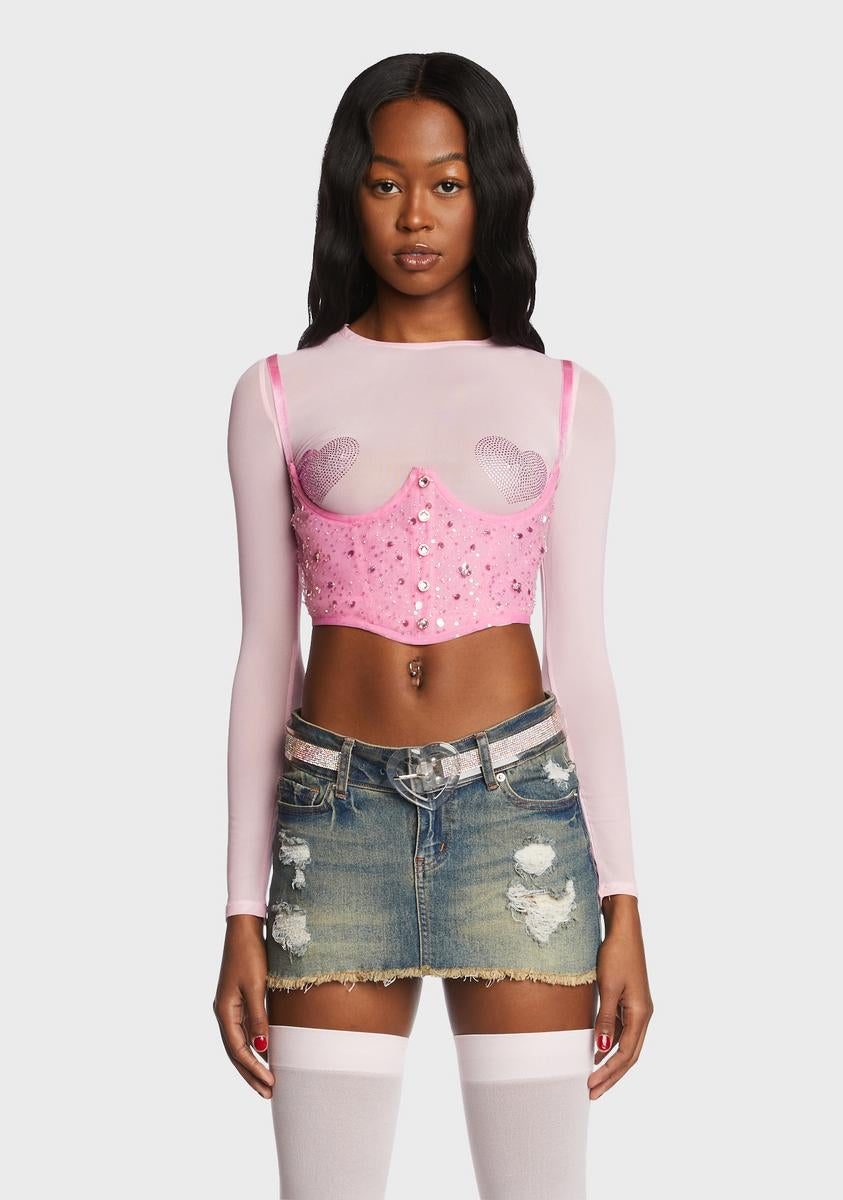 Daisy Corsets Floral Lace Underbust Corset Top - Pink – Dolls Kill