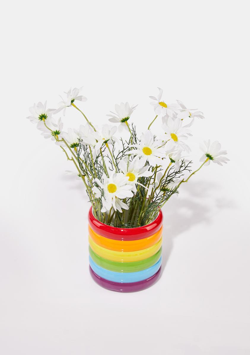 Rainbow Striped Plant Pot
