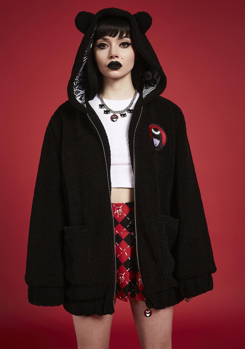Dolls Kill X Emily The Strange Faux Fur Graphic Cat Bubble