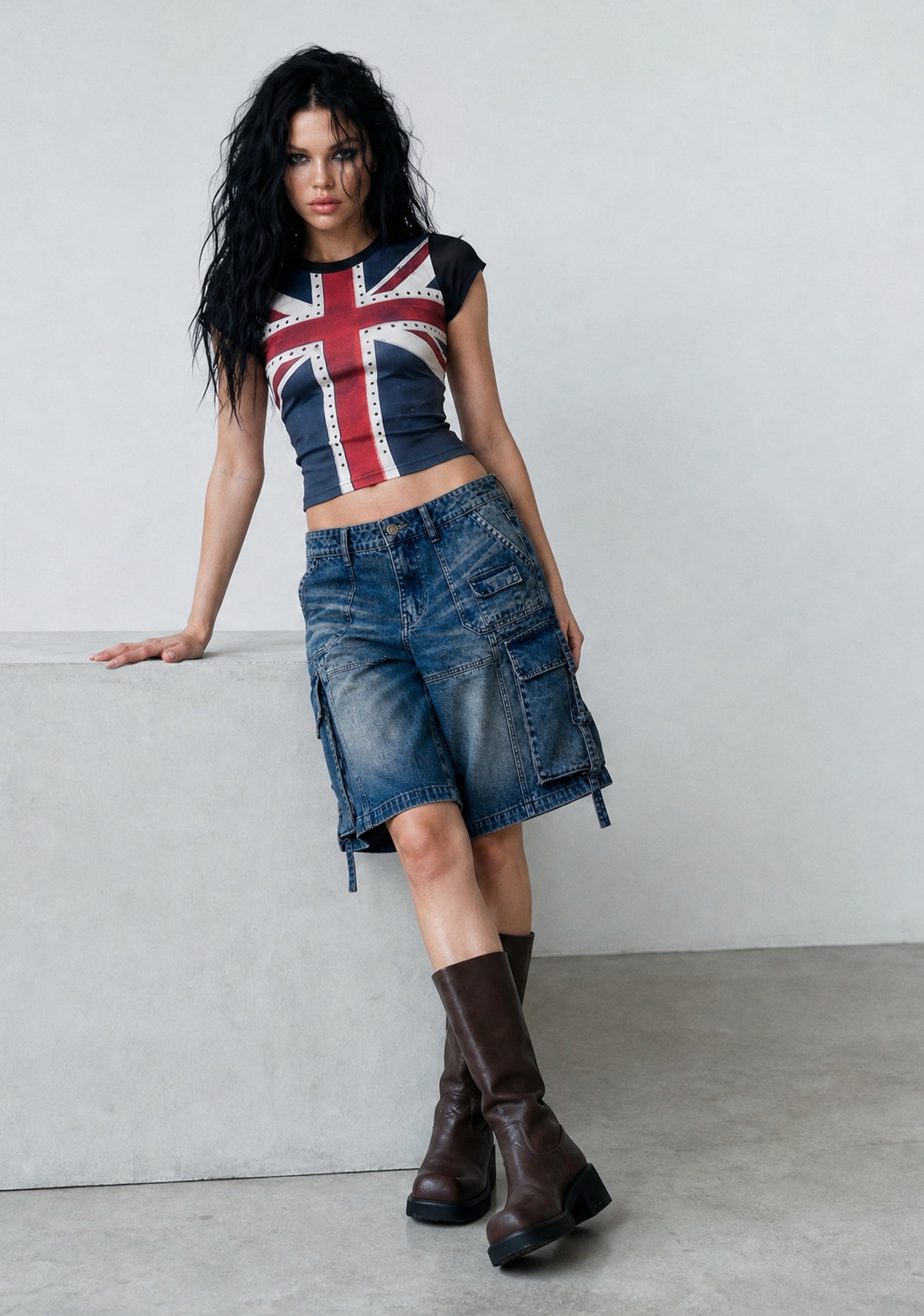 Underground Rage Denim Cargo Shorts