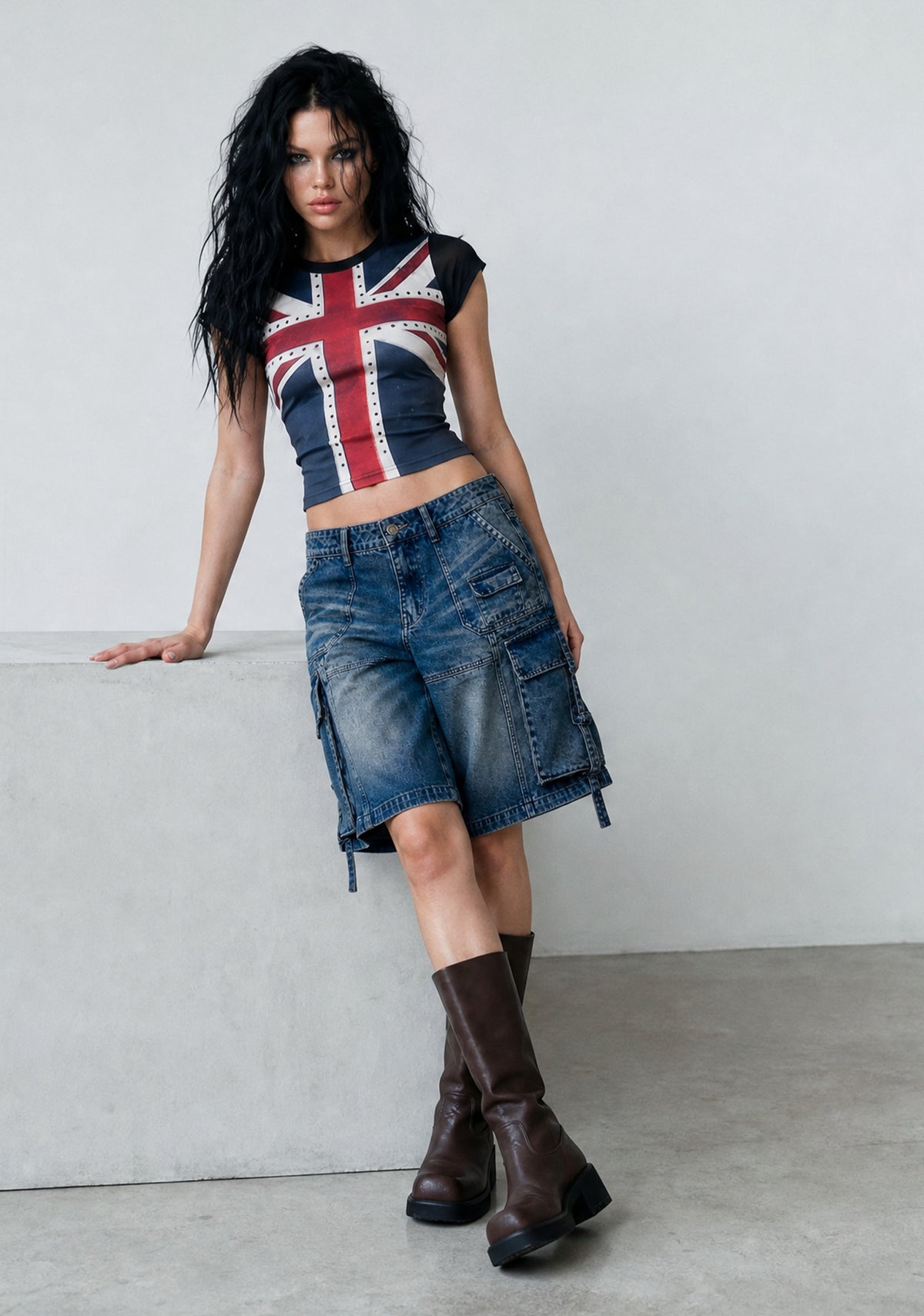 Union Jack Studded Baby Tee