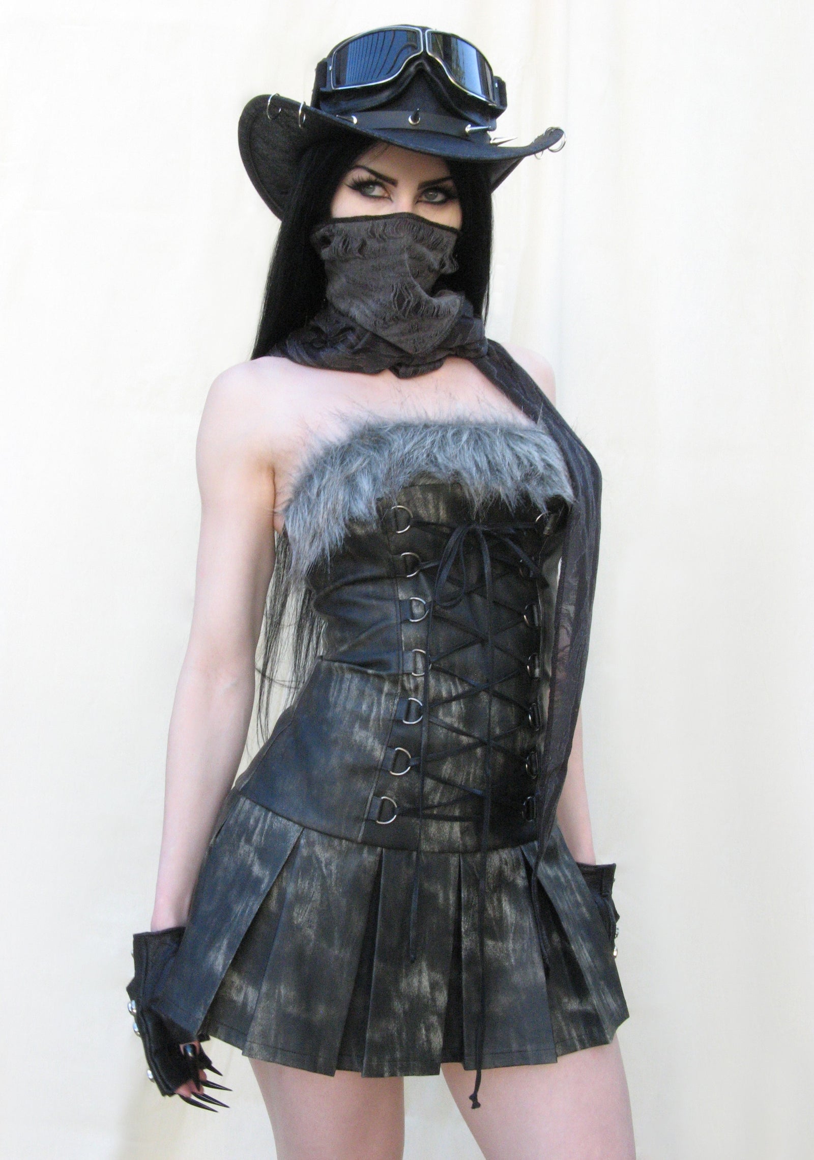 Bartertown Fur Trim Mini Dress