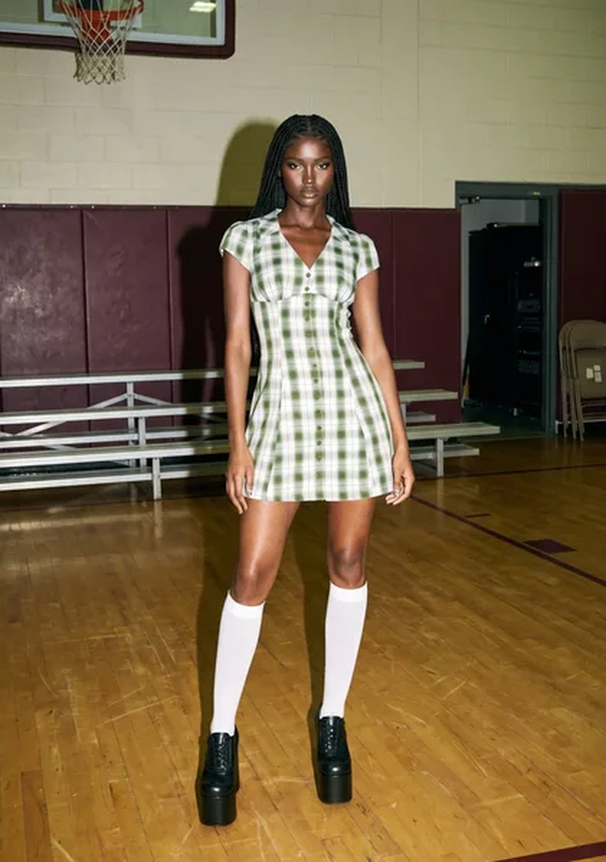 Thyme Plaid Shirt Mini Dress