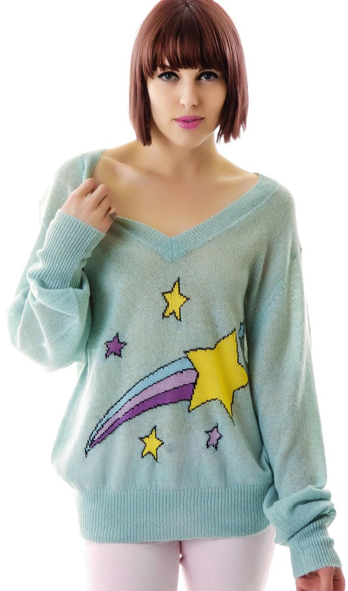 Shooting Star School Girl V-Neck Sweater Pink – Dolls Kill
