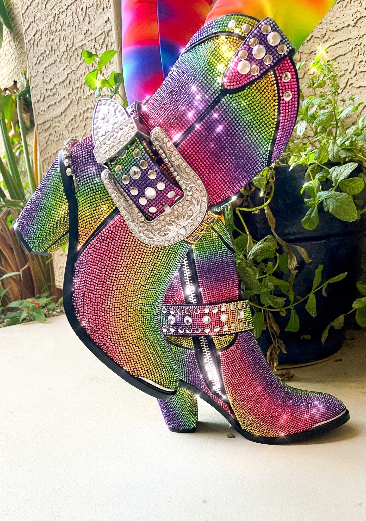Club Exx Rhinestone Cowboy Boots - Rainbow – Dolls Kill