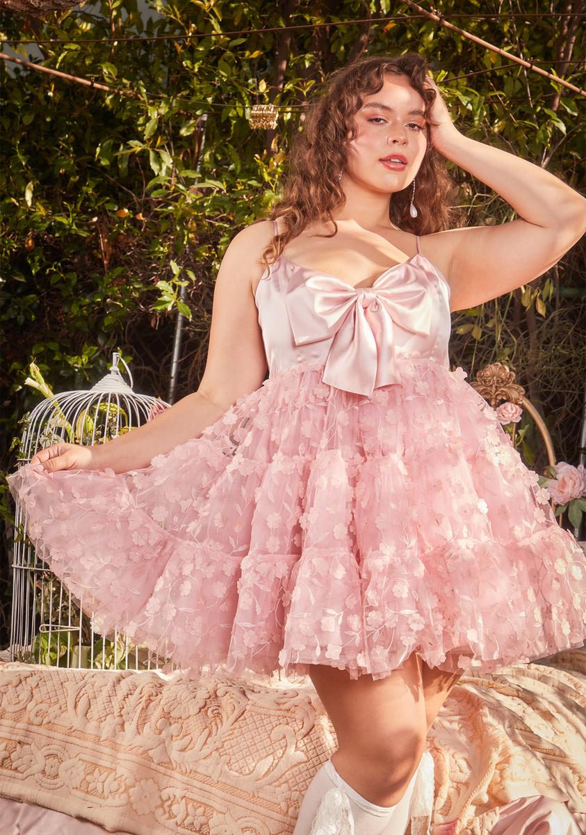 light pink babydoll dress Sugar Thrillz Satin Bow Ruffle SIZE:3S-2M Top 10 Party Dresses Minimalist Maxi Dress Pink chiffon dress with