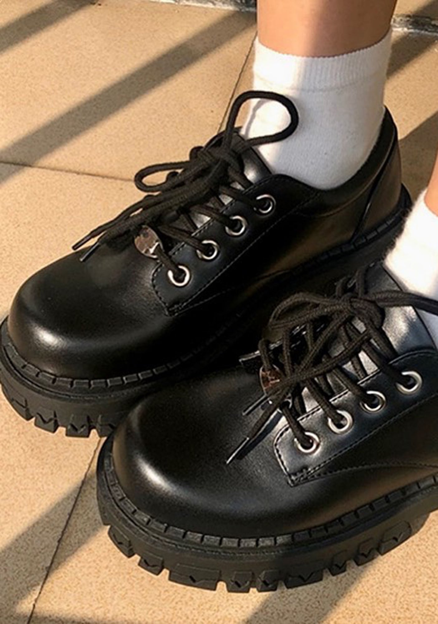 Delia's by Dolls Kill Platform Vegan Leather Oxfords - Black