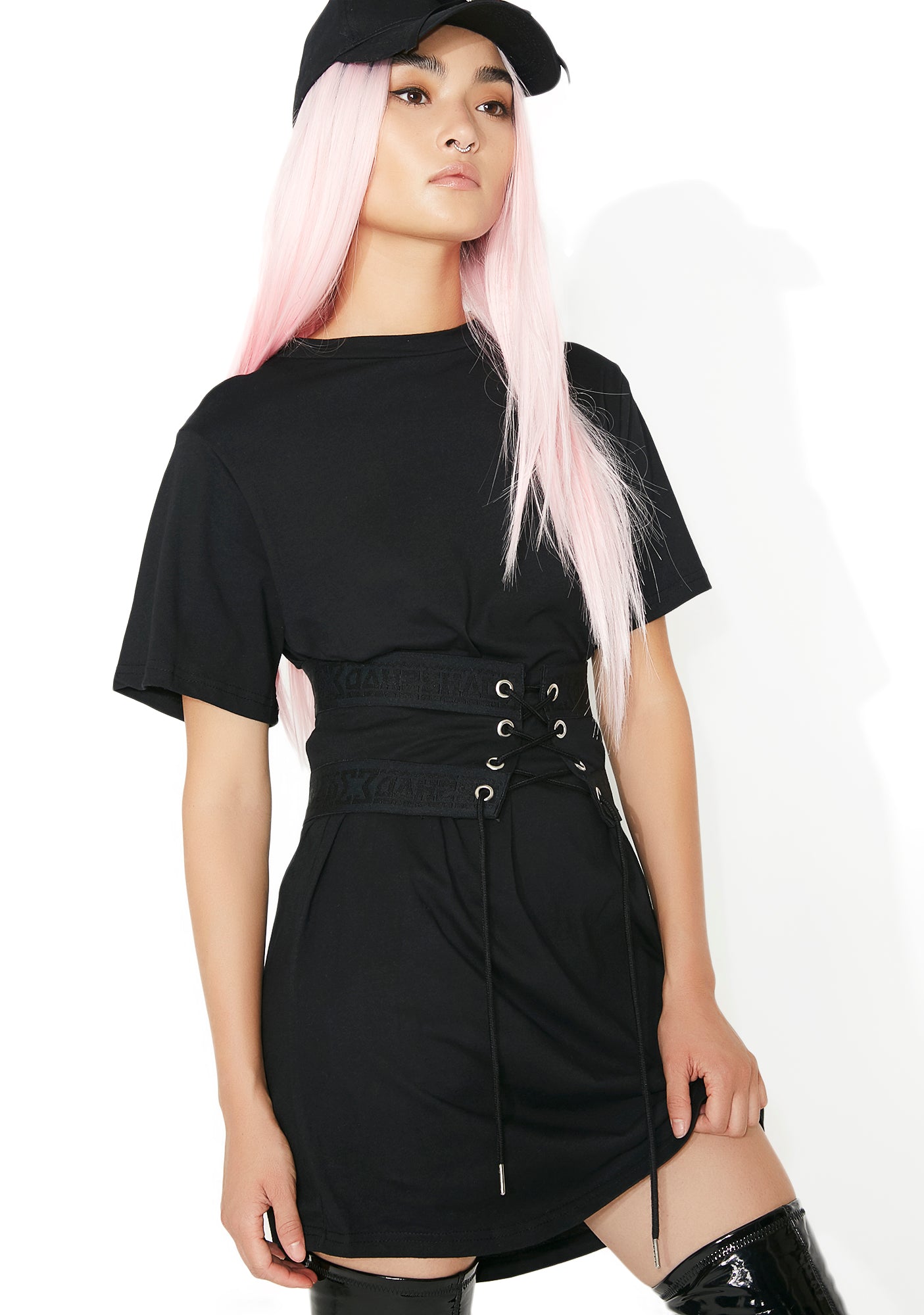 Lace Up Cincher T Dress  Dolls Kill