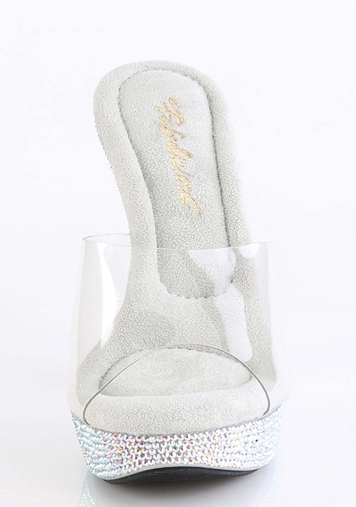 Cocktail-501 Platform Rhinestone Slides-Silver