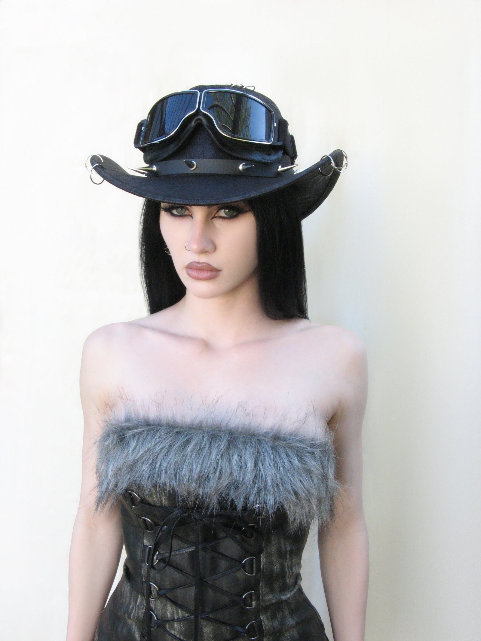 Pierced Grungy Cowboy Hat - Black